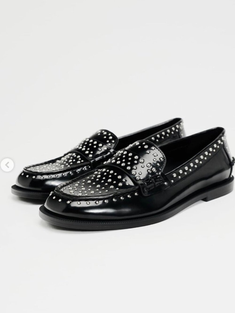 Zara Studded Loafers – Size 40 – Black Rhinestone Flats